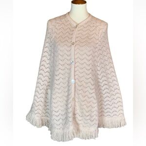 Vintage Sears tan sweater cape / poncho
